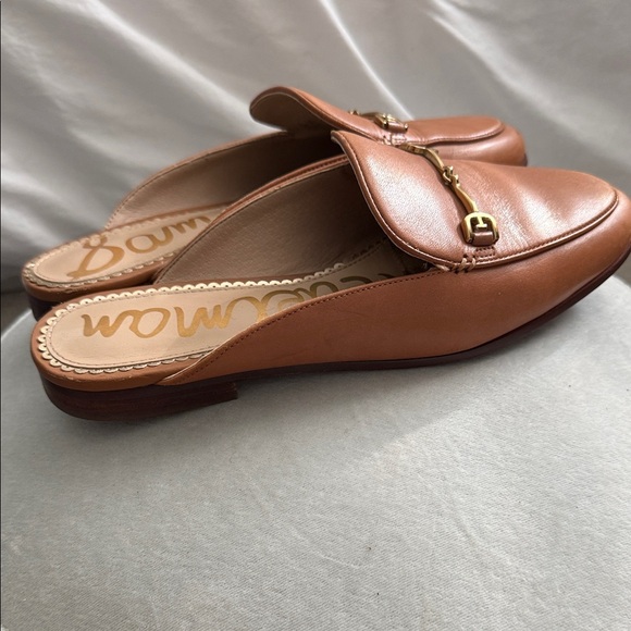 Sam Edelman Cognac Leather Horsebit Slide Loafers - Picture 2 of 8